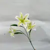 Flores de Lírio Artificiais com Borda Dourada para Decoração de Casa, Arranjo de Cena com Flores Artificiais, Engenharia, Hotel, Decorações de Casamento, Flores Artificiais