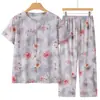 Traje de Algodón y Seda para Mamá, para Mujeres de Mediana Edad y Mayores, Pijama de Verano, Cárdigan Superior de Manga Corta para Abuela, Algodón Artificial para Señoras Mayores