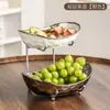 Nova Placa de Frutas em Lingote Cerâmico Texturizado para Uso Doméstico, Alto Valor Estético, Processo de Galvanoplastia Multicamadas, Prato de Lanches, Prato de Frutas Secas, Suporte de Armazenamento