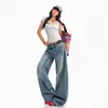 Pantalones de Mezclilla de Pierna Ancha, Plisados, Desgastados, de Moda Estilo Americano 2026, Largos hasta el Suelo, Caída Suelta, Cintura Alta, Nuevo Estilo Cómodo para Chicas Populares, Ajuste Holgado para Primavera y Verano