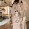 Pijama de Coral Fleece para Mujer, Set de Dos Piezas Engrosado Cálido para Otoño e Invierno, Conjunto de Cardigan de Franela, Se Puede Usar Afuera, Ropa de Casa para Mujer