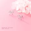 Brincos Femininos Ailuoqi S925 Prata Estilo Floresta Pequenos Frescos Cravejados com Diamantes Laço Dupla Camada Brincos Simples da Moda G5929