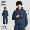 Conjunto de sudadera con capucha y pantalón para hombre CKX, suelto, casual, de rizo, con capucha, jersey, silueta deportiva de caída corta y ancha, y pantalón de pierna curva