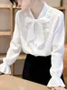 Camisa Chic con Lazada Estilo Francés para Mujer, Nuevo Diseño Primavera y Otoño 2026, Top Único, Elegante Camisa a Capas, Moderna