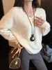 Suéter de Punto Suave y Peludo con Cuello en V, Atmósfera-Creando, Lana Cachemir Mianmian, Ropa Zhengqite para Mujer Invierno