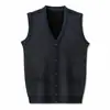 Cardigan de botões único para homens, colete de lã, colete de malha masculino sem mangas de cor sólida para outono e inverno, colete masculino grosso