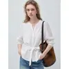 [Clássico Urbano] Camisa de Mistura de Liocel Jomi Studio para Mulheres Verão 2026 Estilo Francês Versátil Camisa Pequena