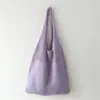 Nova Bolsa de Compras Tecida Coreana de Grande Capacidade Moda Lã Simples de Ombro Único Retrô Casual Trançada Vazada Transfronteiriça