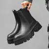 Botines Chelsea para Hombre Estilo Nuevo Juego de Pie Hombres Suela Gruesa Botas de Humo Moda Estilo Coreano Botas Martin 28291-J