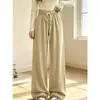 Shaoxing - 2026 Pantalones Casuales para Mujer DeRong 270g Pantalones Sencillos Bolsillo Doble Serie de Pantalones de Rayas Verticales Finas Teñidos en Hilo