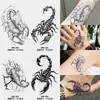 Adesivo de Tatuagem Escorpião Negro com Fórmula de Suco de Ervas, à Prova d'Água e Duradouro, para Homens e Mulheres, adequado para clavícula, lateral, cintura, mão e perna, tatuagem realista