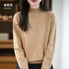 Nuevo suéter de punto hueco para mujer de otoño e invierno, jersey sin costuras de manga larga con cuello semi-alto, perfecto como capa base