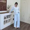 Conjunto de Roupa de Casa Feminino Simples Outono/Inverno Cardigã de Lã Coral com Borboleta Embossada Gola Redonda Tamanho Grande Manga Longa Quente