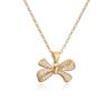 Aogu Colar Pingente Laço de Zircônia Banhado a Ouro 18K Cobre de Alta Qualidade Nicho Transfronteiriço Corrente para Clavícula Moda Feminina Luxo Leve