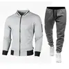 Novo Suéter com Gola Zíper Jaqueta Suéter Masculina Xadrez Cor Sólida Conjunto Cardigan