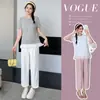 Conjunto Maternidade, Novo Estilo de Verão, Blazer Casual Emagrecedor, Conjunto de Calça Pantalona Ampla de Tamanho Grande