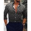 Cardigan masculino de primavera e outono com estampa digital europeia e americana, camisa casual de tamanho grande com lapela masculina