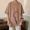 Nueva Camiseta de Manga Corta Estampada High Street, Estilo Ins Hong Kong, Camiseta Holgada Versátil de Manga Media para Verano, Top Básico