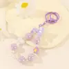 Llavero Creativo de Colores Frescos Candy Chapado con Cuentas Llavero de Moño Corazón Colgante Pequeño para Bolsa Suministro