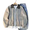 Chaqueta Simple Patchwork con Solapa de Calle para Hombre Otoño de Alta Gama Fresca Pícara Hombro Estándar Cortavientos Chaqueta Corta de Béisbol