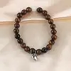 Amazon Pulsera de Piedra Natural Ojo de Tigre Ágata Caliente Tejida Acero Inoxidable Pulsera Magnética de Pareja Amor al por Mayor