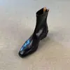 Botas de Moda de Temporada First Encounter con Tacón Grueso y Diseño Delgado para Mujer, Estilo Francés con Cremallera Trasera, Punta Cuadrada, Botas Elegantes y Elásticas
