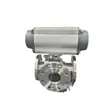 Válvula de Bola de Tres Vías Neumática de Acero Inoxidable Q644H-16P Brida Dn32 Sello Duro