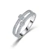 Anillo de Plata S925 de Doble Capa Hexagonal con Moissanita para Mujer Banda Delgada Anillo Apilable Transmisión en Vivo Joyería Transfronteriza Fuente de Fábrica