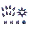 Peças de Unha Vestíveis com Estampa de Coral Subaquático Gradiente Europeu e Americano Mais Vendidas, Peças de Unha Vestíveis Gradiente Azul, Peças de Nail Art para Atacado