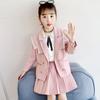 Conjunto de Primavera y Otoño para Niñas, Estilo Preppy, Nuevo Modelo 2026, Chaqueta Elegante, Camisa, Falda Plisada JK Conjunto de Tres Piezas