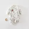 Macacão para recém-nascido para outono e inverno, macacão de bebê 100% algodão, acolchoado de 40g, roupa sem costura, macacão de bebê para primavera e outono
