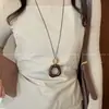 Colar Pingente Anel Longo Assimétrico Retrô Estilo Étnico Feminino Corrente de Suéter Ajustável com Gola Halter Acessórios de Alto Padrão
