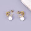 Pendientes de perla para mujer E94 red social con color retro noble y elegante de acero inoxidable 18K, juego de color amor