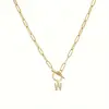 Corrente de Colar com Clasp Ot de 26 Diamantes Brilhantes em Formato de Letra, Venda Quente Transfronteiriça, Colar Simples e Elegante, Dropshipping