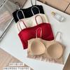 Tirante de Hombro de Pedrería Chaleco de Lujo de Seda Ligera para Mujer Sexy Hermoso Espalda Tirantes Push-up Chaleco sin Marcas con Almohadilla en el Pecho Ropa Interior de Encaje