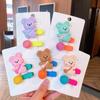 Bonita cartera de dibujos animados con forma de oso y pico de pato, estilo coreano, con bola de fieltro, con flecos para niña, horquilla para el pelo roto, tocado para niña