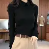 Outono Inverno 2026 Novo Estilo Elegante Nicho Ombro Reto Gola Polo Camada Base Emagrecedor Malha Roupa Íntima Suéter Feminino Grosso