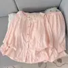 Pijama dulce estilo japonés para mujer, primavera y otoño, con almohadillas en el pecho, algodón nube, estampado floral, conjunto de ropa para el hogar de manga larga, se puede usar fuera