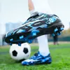 Chuteiras de futebol infantis transfronteiriças para meninos e meninas com fechos de velcro, travas TF, travas longas, tênis de treino para estudantes e jovens, chuteiras de competição