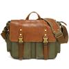 Bolso de Hombro Vintage para Hombre Hecho de Lona Encerada al Aceite con Cuero de Vaca de Primera Capa, Bolso Cruzado, Bolso de Hombro Cruzado, Portátil