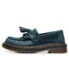 Mocasines Verdes con Borlas Crazy Horse para Mujer, Zapatos de Cuero Genuino de Caña Baja, Cuero de Primera Capa, Estilo Británico, Zapatos Casuales de Moda para Estudiante con Punta Redonda