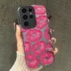 Para Samsung S24 Pantalla Completa Huella de Labios S24Ultra Nuevo S23 Resistente a Caídas S22 Simple S21 Doble Capa IMD Color Plata Funda