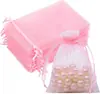 Bolsas de Regalo con Cordón de Organza Transparente de Color Sólido para Maquillaje, Joyería, Red