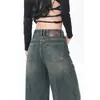 Jeans anchos de lavado retro americano para mujer, estilizados de cintura alta, estilo nuevo para primavera y otoño de 2026, pantalones sueltos fluidos de largo hasta el suelo