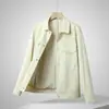 Chaqueta Larga de Manga Larga con Solapa Jacquard Retro y Botón a Presión para Hombre, Nueva de Primavera 2025, Corta, Resistente al Viento, Casual, Estilo Workwear