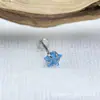 Pendientes de Aleación de Titanio Astmf-13 de 0.8 de Espesor con Garras, Estrella de Cinco Puntas, Titanio G23 con Rosca Interna, Pendientes de Zirconia, Joyería para Piercing