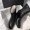 Botines de Estilo Liso Sencillo Punta Cuadrada Tacón Grueso 2026 Invierno Estilo Coreano Nuevo Cremallera Lateral Botas de Mujer Forro de Terciopelo Botines de Moda