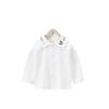 Camiseta Básica de Algodão Fresca para Bebês Meninos e Meninas, Blusa de Manga Comprida de Algodão Puro Bordado, Roupa Quente de Outono, Cardigã T-Shirt Infantil para Bebês