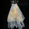 Celebridad de Internet Super Hada Hilo Luminoso Lazo en la Cabeza Hilo Suave con Luz Doble Capa con Perla Hilo para la Cabeza Foto Boda Dama de Honor Diadema