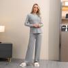 Conjunto Tricotado de Duas Peças para Mulheres, Suéter Jacquard Europeu e Americano Transfronteiriço 2025 de Outono e Inverno, Solto Casual de Manga Longa, Calças de Perna Larga